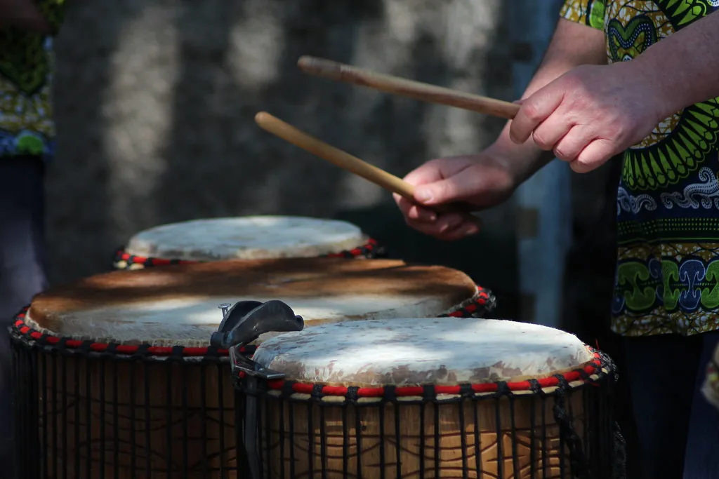 Musician playing African drums