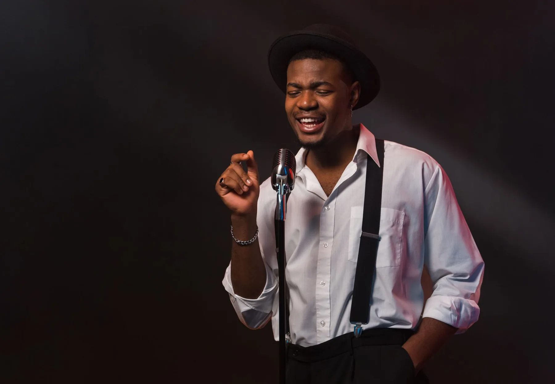 Singer performing a song on stage