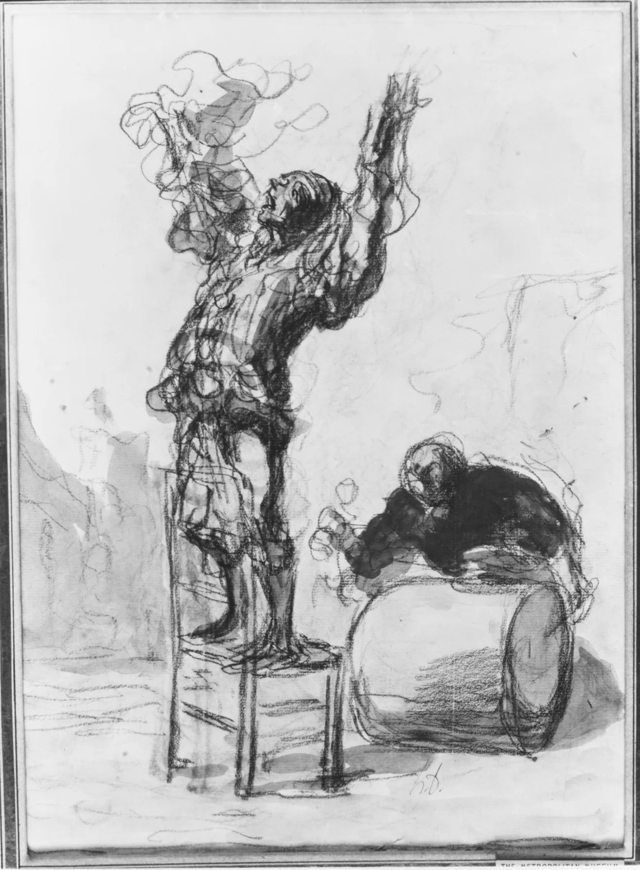 Antique drawing of drummers Antique drawing of drummers