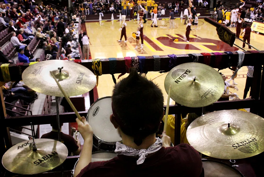 Drummer performing live in the stands