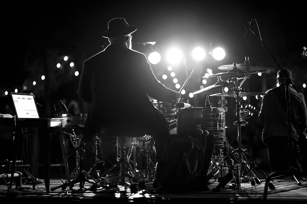 Percussionist onstage in concert Percussionist onstage in concert