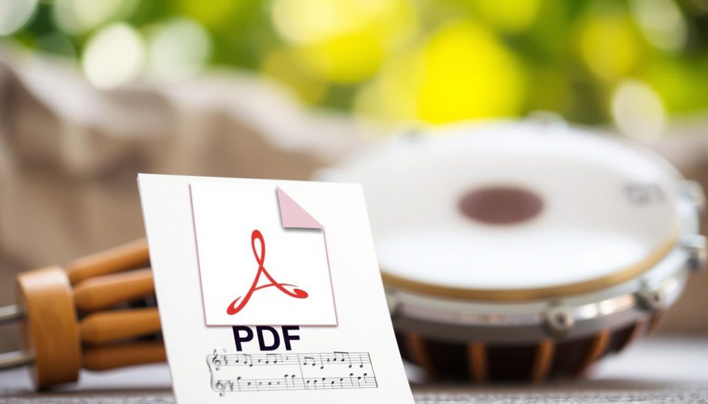 A high-quality PDF document against a blurred background, casting a soft, natural light. The file's icon is prominently displayed, emphasizing its digital nature. The tongue drum instrument is subtly present in the background, creating a harmonious connection between the musical theme and the printed score. The overall composition conveys a sense of accessibility and ease of use, inviting the viewer to explore the musical content. A high-quality PDF document against a blurred background, casting a soft, natural light. The file's icon is prominently displayed, emphasizing its digital nature. The tongue drum instrument is subtly present in the background, creating a harmonious connection between the musical theme and the printed score. The overall composition conveys a sense of accessibility and ease of use, inviting the viewer to explore the musical content.