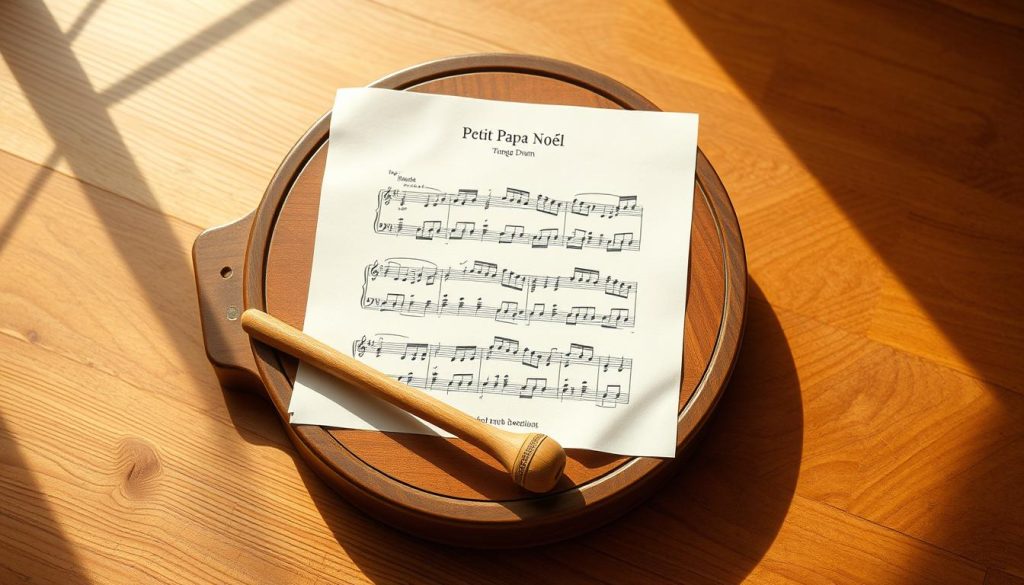 Partition comptine Petit Papa Noël au tongue drum en pdf