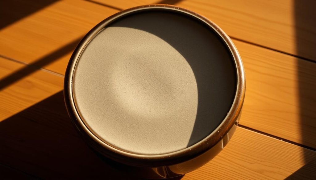 A partitioned tongue drum rests on a wooden surface, bathed in warm, natural lighting. The instrument's glossy, satin-smooth surface reflects the surrounding environment, creating a sense of depth and tranquility. The distinct segments of the drum are clearly visible, their subtle variations in color and texture adding visual interest. Delicate shadows play across the drum's face, hinting at the resonant tones it is capable of producing. The overall composition evokes a meditative, serene atmosphere, inviting the viewer to imagine the soothing, rhythmic melodies that could emanate from this captivating musical instrument. A partitioned tongue drum rests on a wooden surface, bathed in warm, natural lighting. The instrument's glossy, satin-smooth surface reflects the surrounding environment, creating a sense of depth and tranquility. The distinct segments of the drum are clearly visible, their subtle variations in color and texture adding visual interest. Delicate shadows play across the drum's face, hinting at the resonant tones it is capable of producing. The overall composition evokes a meditative, serene atmosphere, inviting the viewer to imagine the soothing, rhythmic melodies that could emanate from this captivating musical instrument.